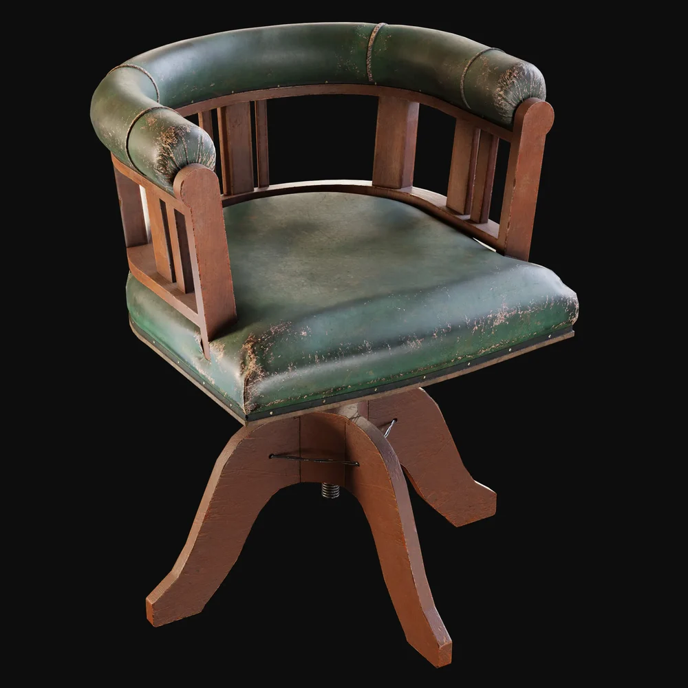 Early 1900s Leather Swivel Chair