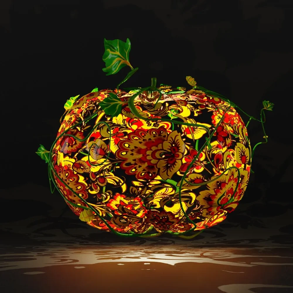 Pumpkin Floral Pattern Halloween