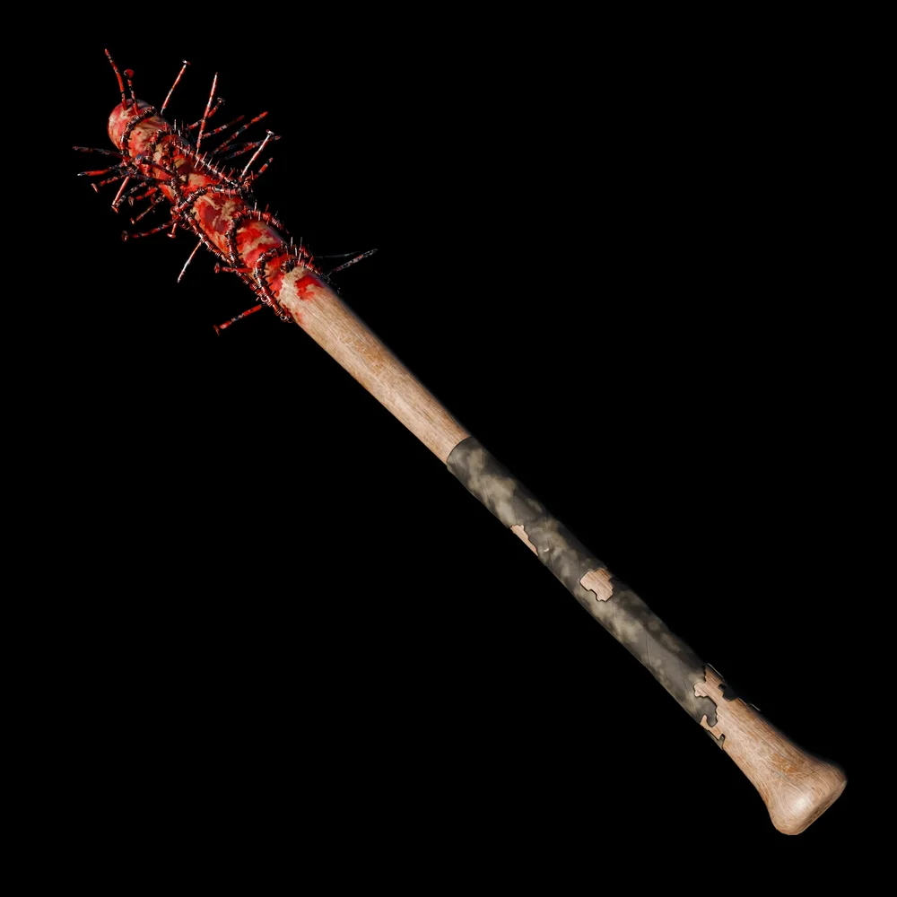 Baseball Bat With Nails And Barbed Wire