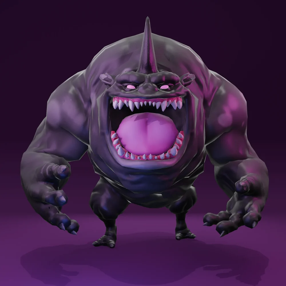 Monster Stylized Black- Rigged- Lowpoly