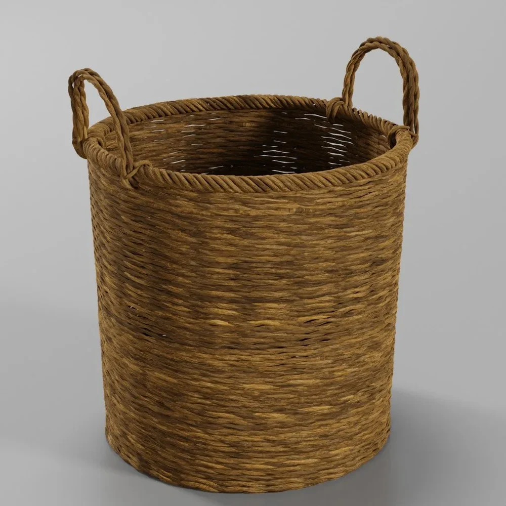 Circular Straw Basket With Handle