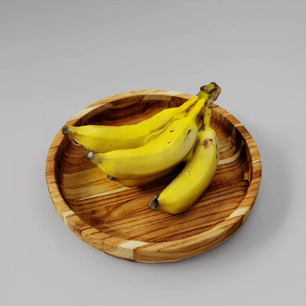 Bananas In Wooden Bowl