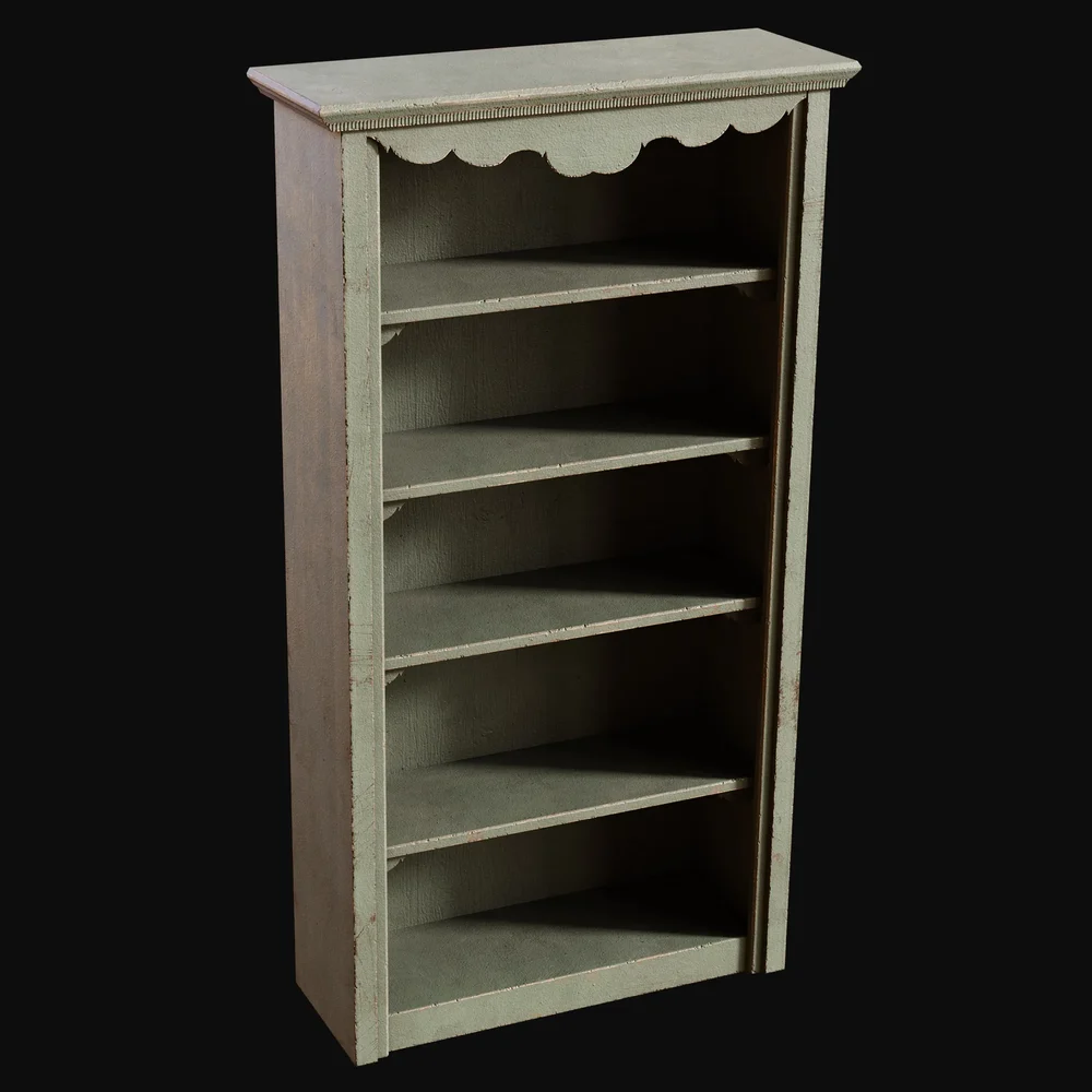 Old Simple Wooden Bookcase Green
