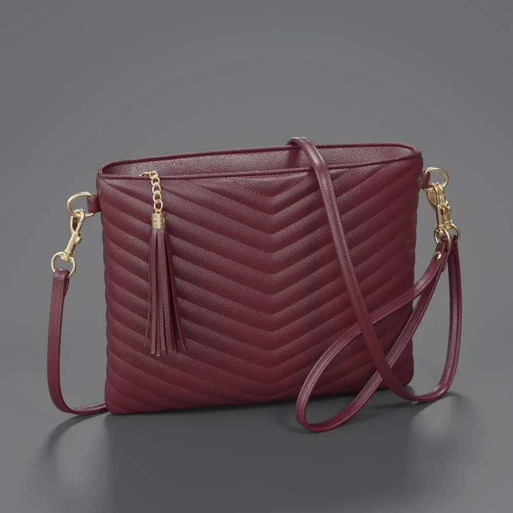 Vegan Leather Shoulder Purses - Claret