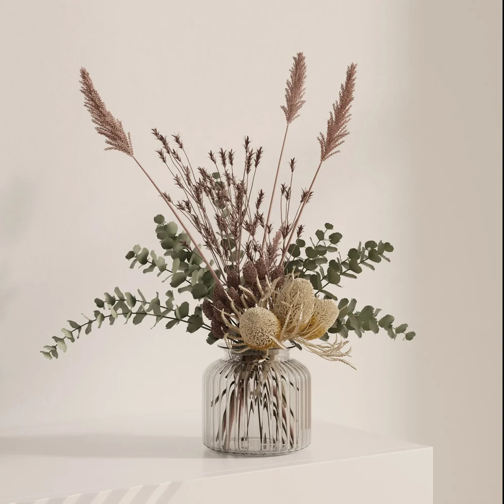 Dried Botanical Glass Vase Arrangement