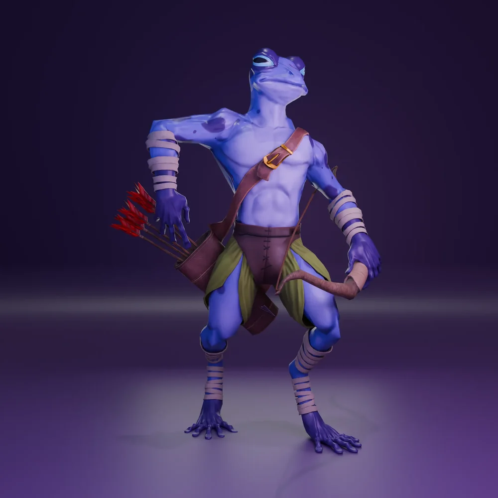 Frog Archer Stylized- Rigged -Lowpoly