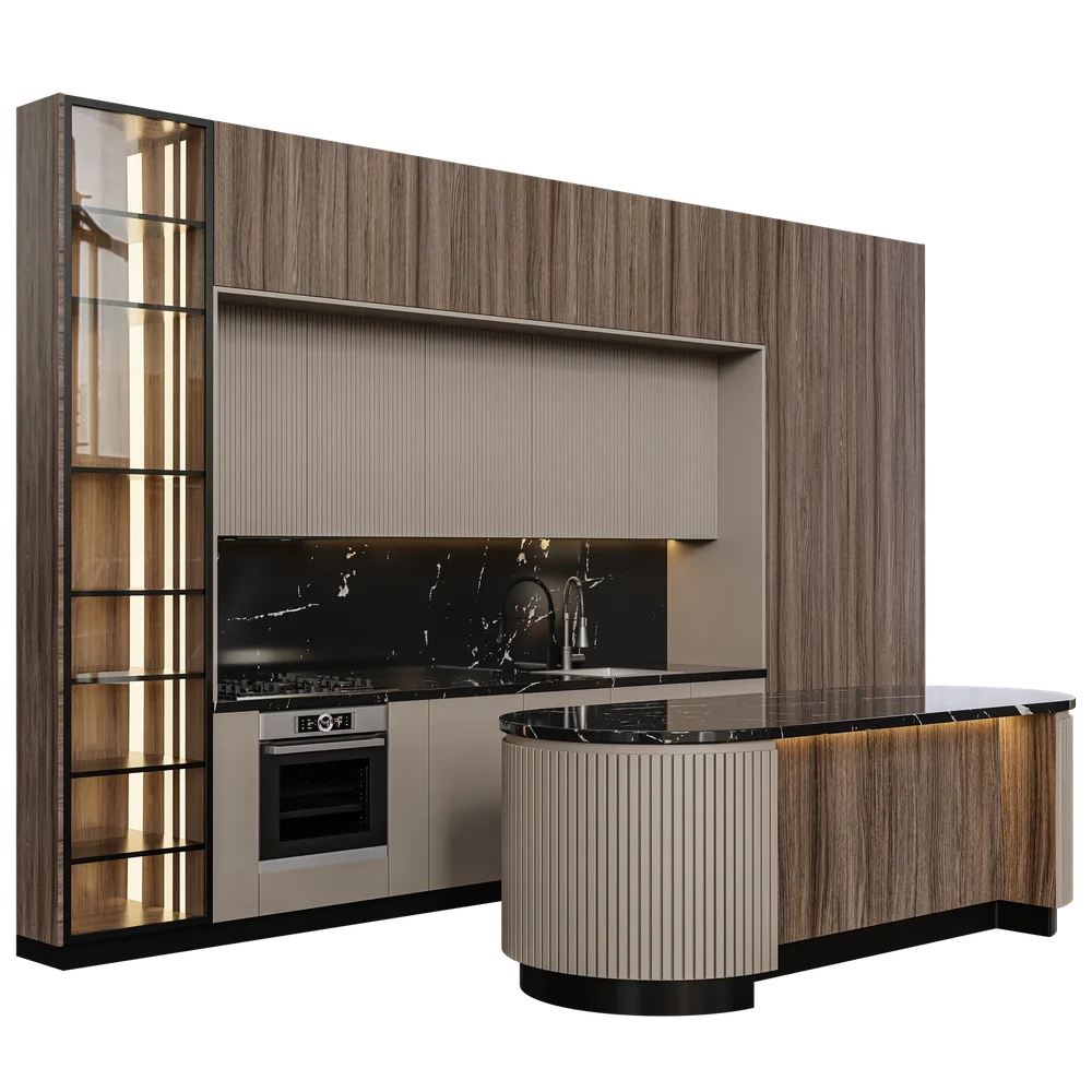 Modern Kitchen Round Island