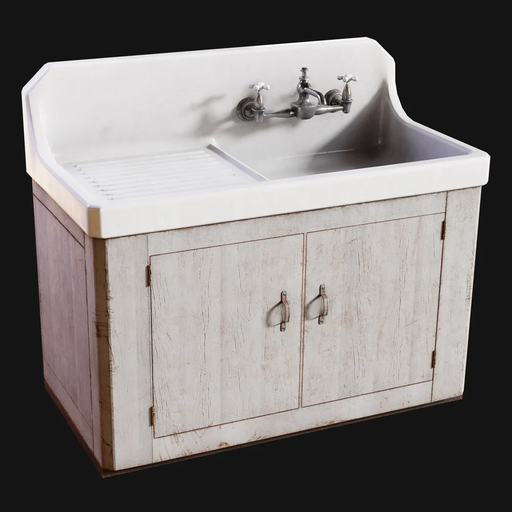 Antique Edwardian Kitchen Sink Painted