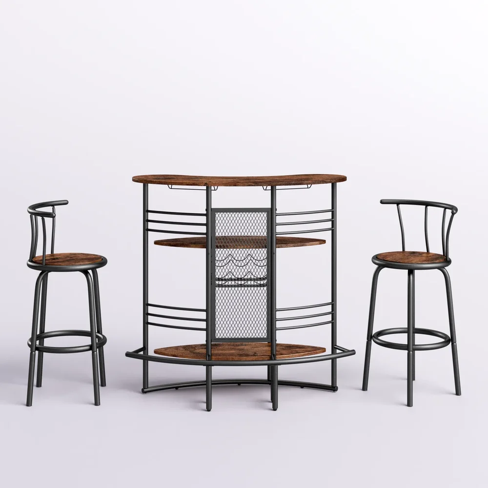 Industrial Bar Table Set With Stools