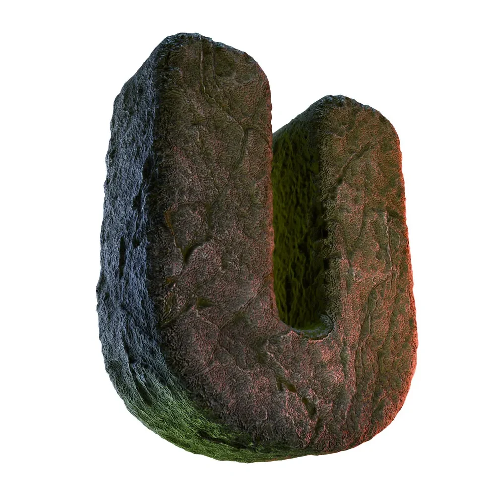 U Letter Of Alphabet Stone Carved