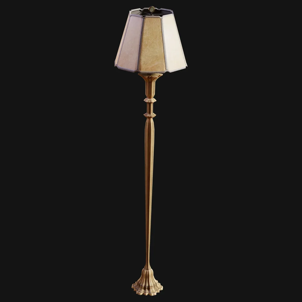 1920s Lacquered Wood Standing Lamp