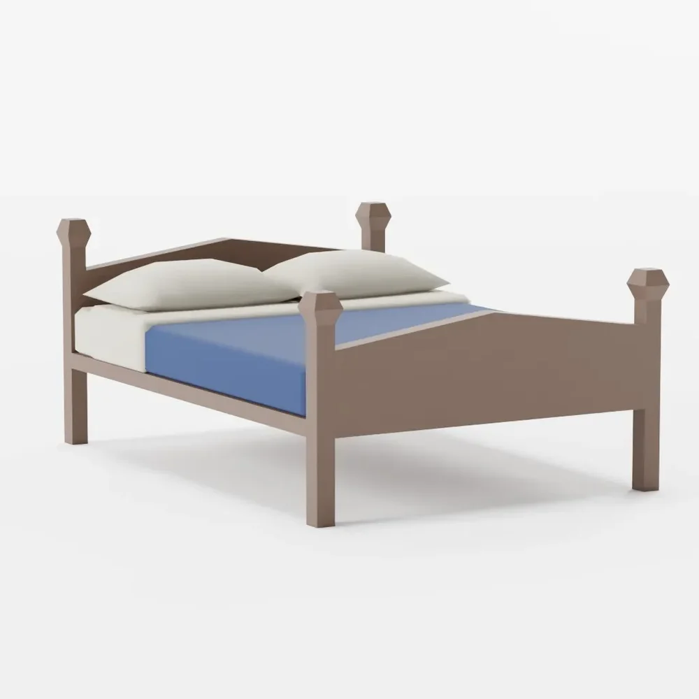 Bed Double - Lowpoly