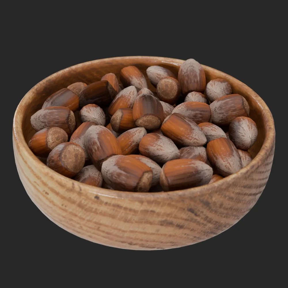 Wooden Bowl With Chestnuts