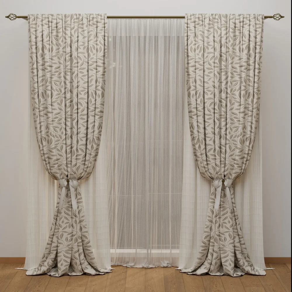 Willow Leaf Sheer Drapery Set