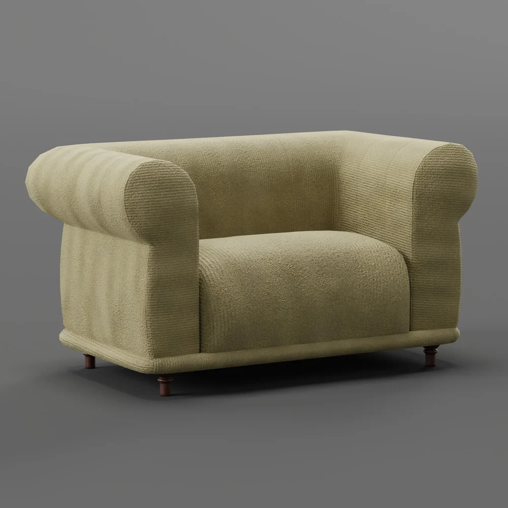 Wide Cloth Arm Chair