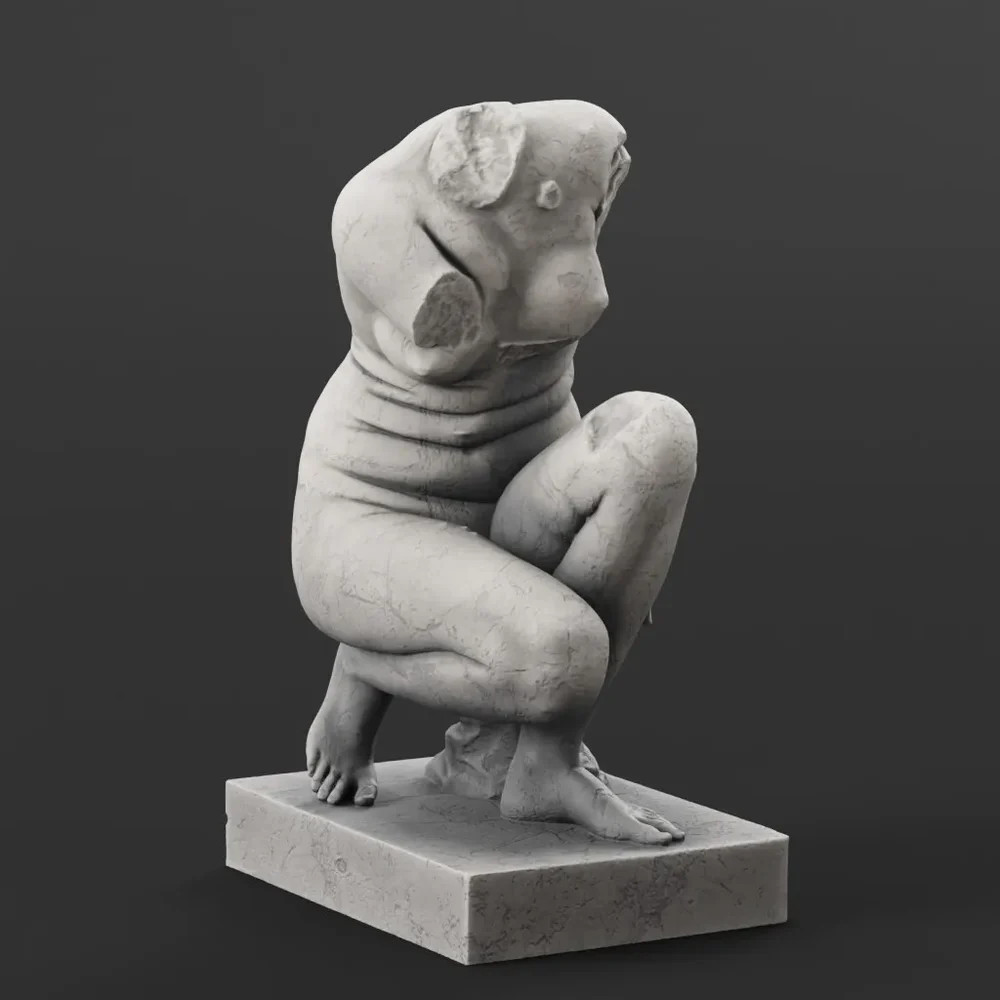Crouching Venus With Hand Of Cupid