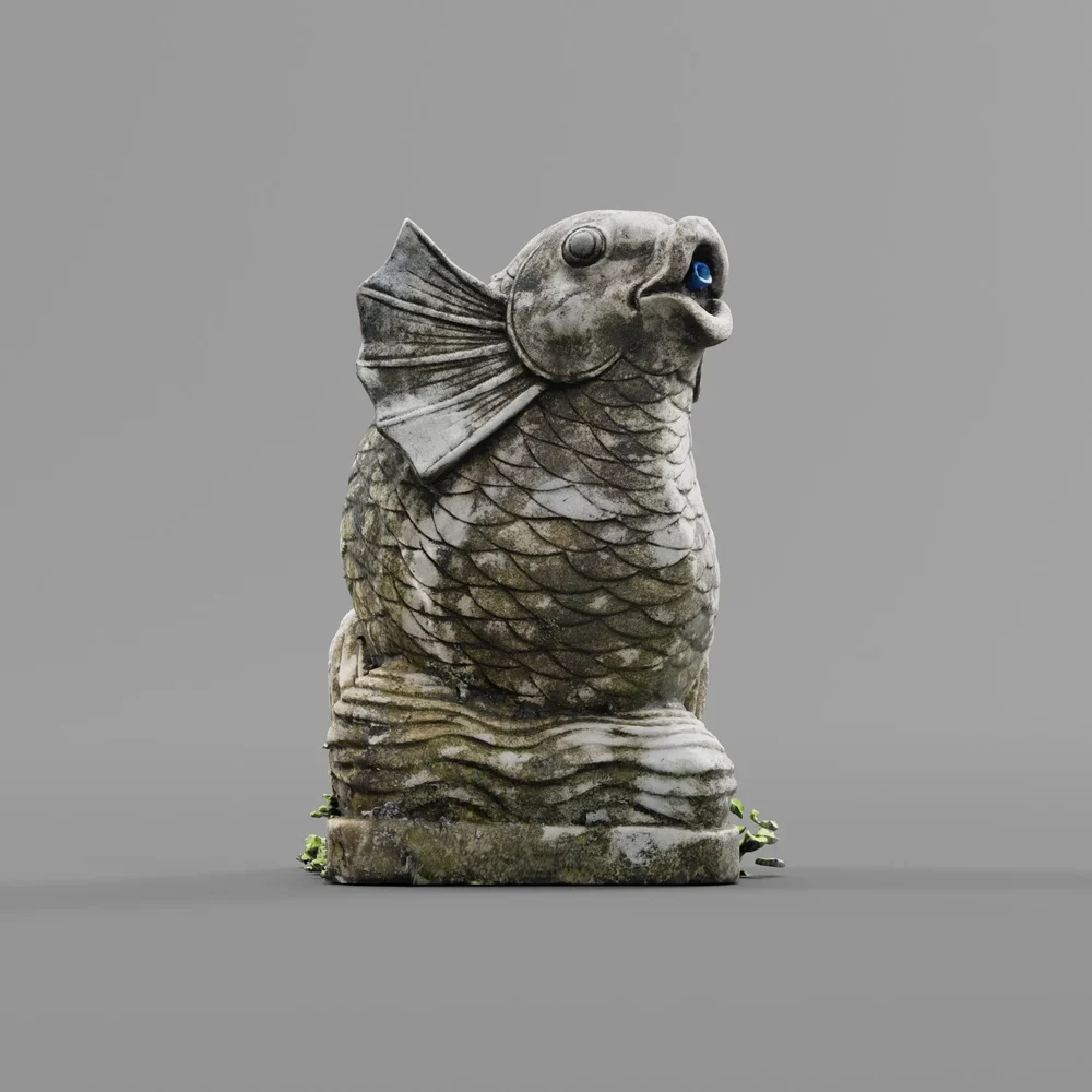 Scanned Fish Sculpture With Hose