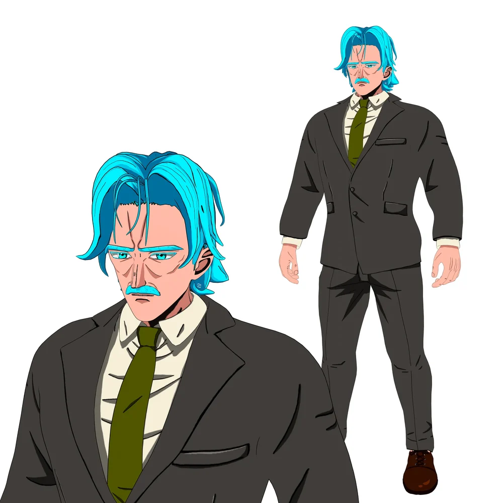 Anime Middle-Aged Man In A Suit