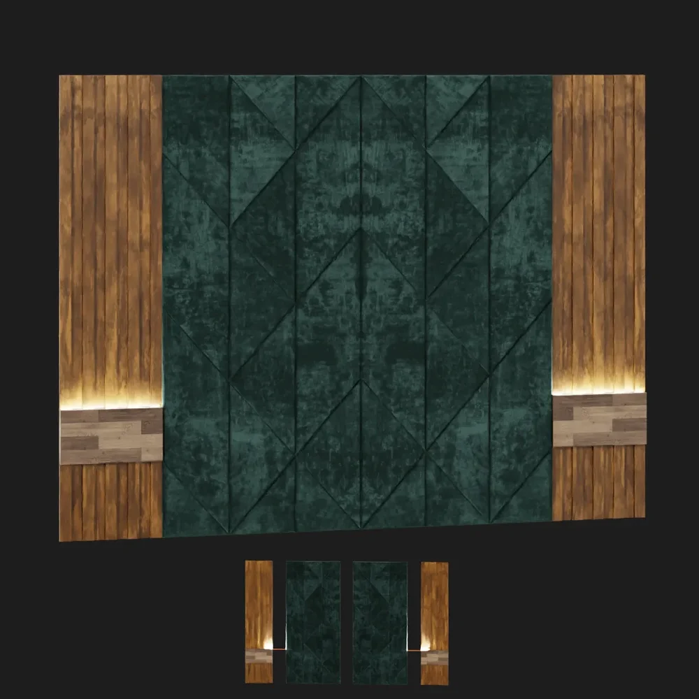 Green Velvet W/Wood Panel