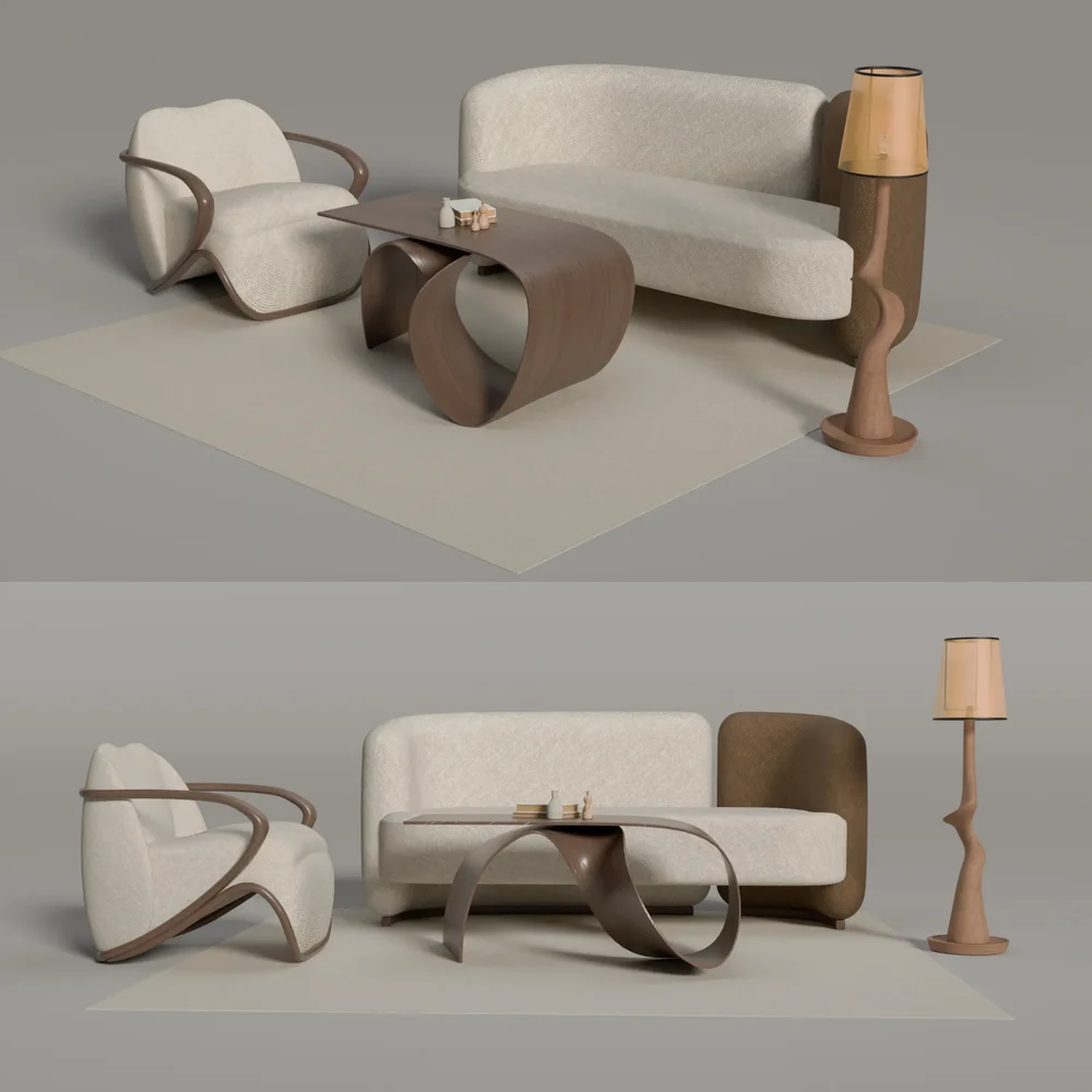 Modern Wooden Living Room Furniture Set