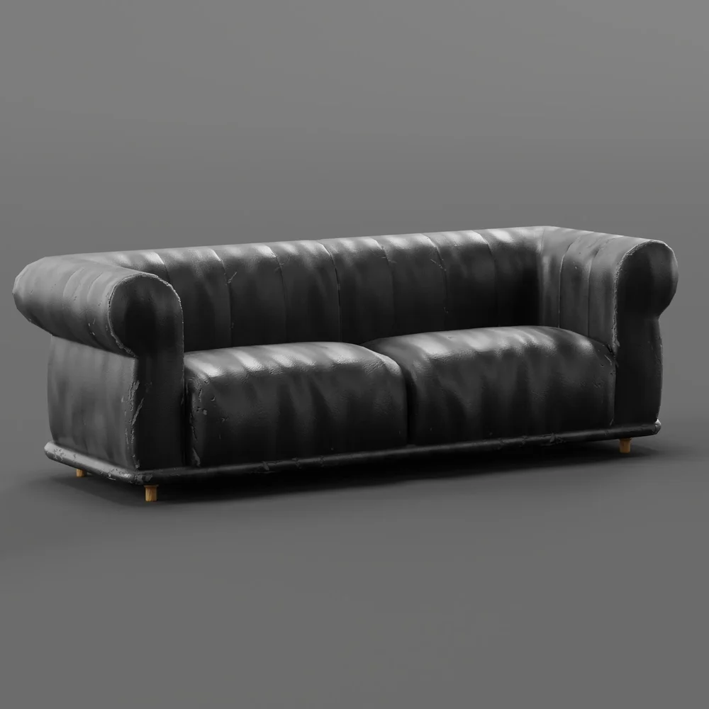 Old Ruined Leather Sofa