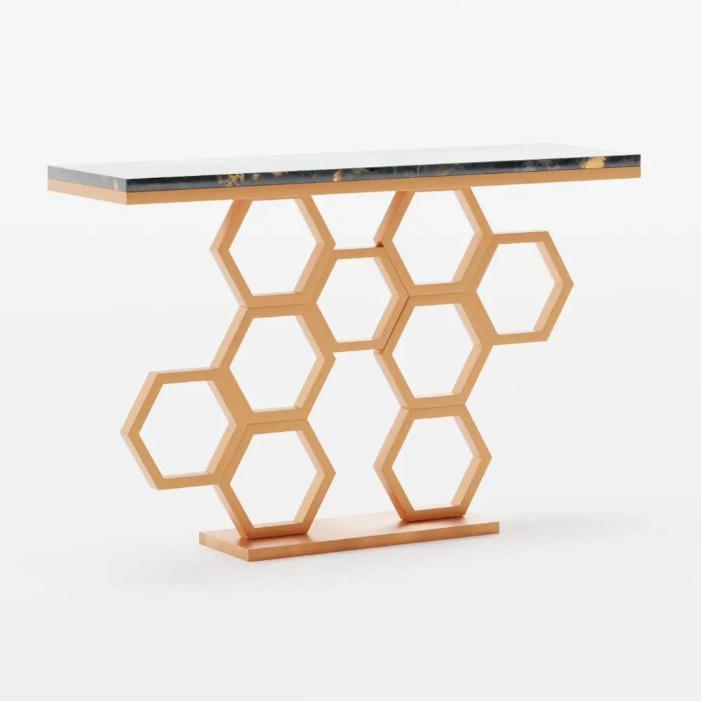Honeycomb Motif Copper Metal Console