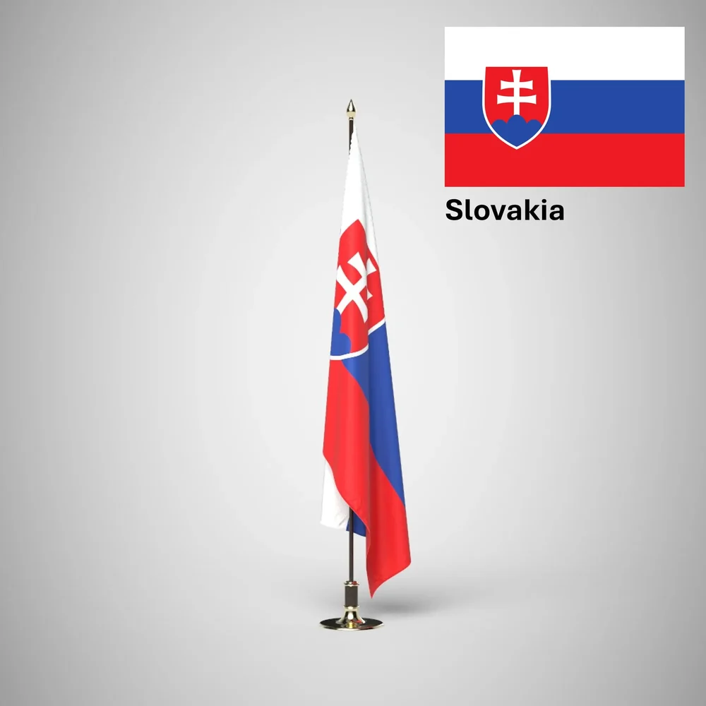 Slovakia Ceremonial Flag On Stand