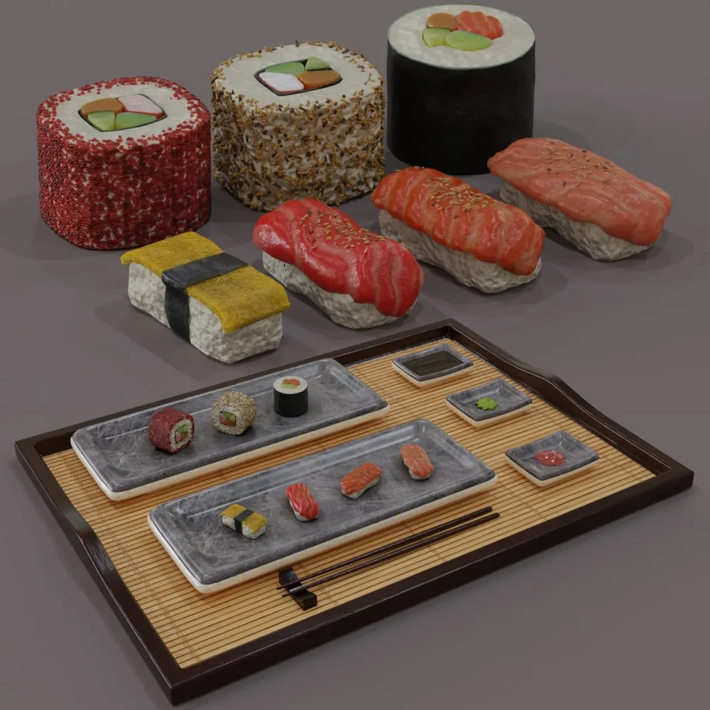 Tray With A Set Of Sushi
