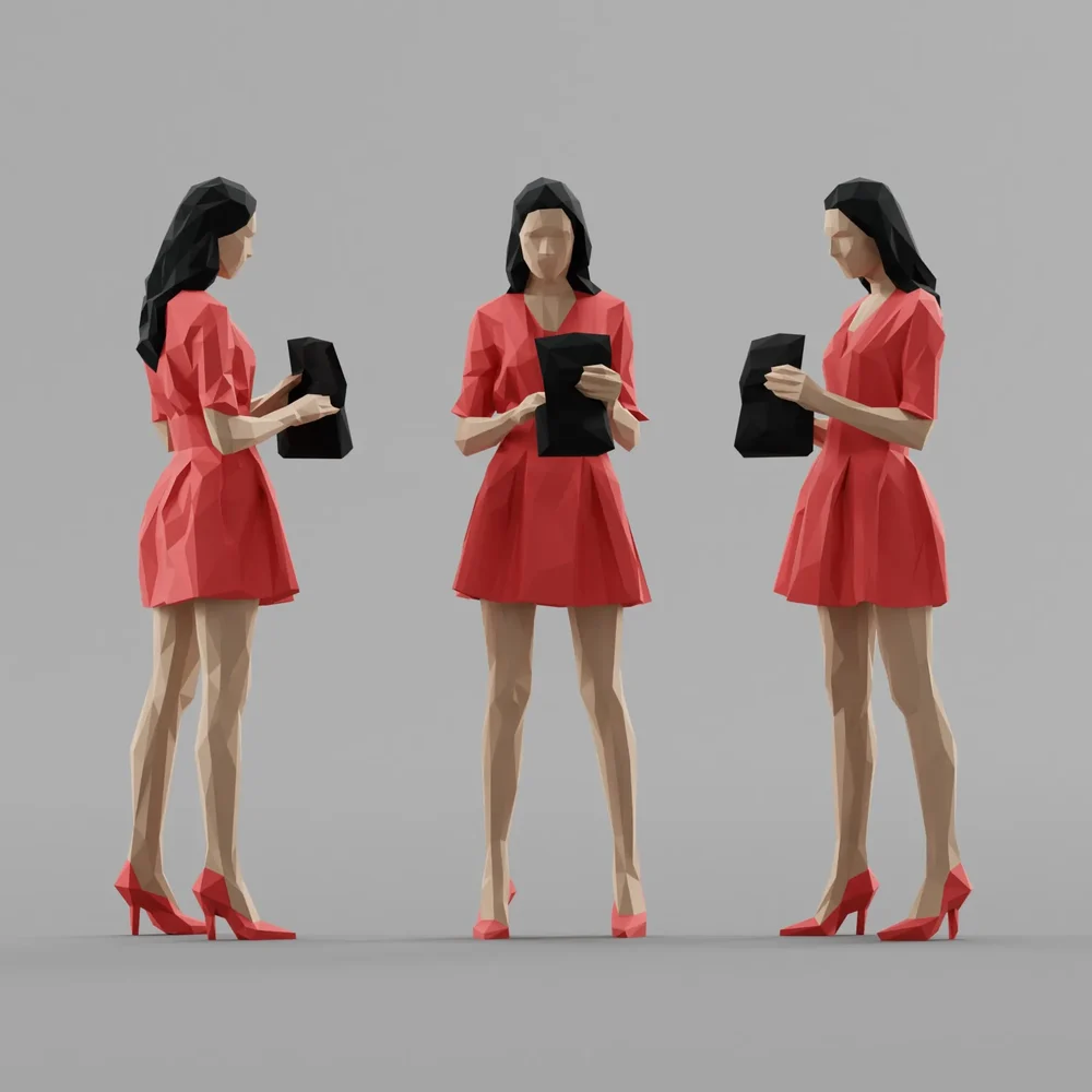 Colorful Lowpoly Female Standing