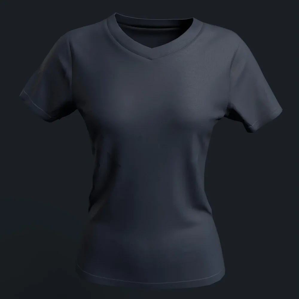 Navy Blue Women's V-Neck Shirt