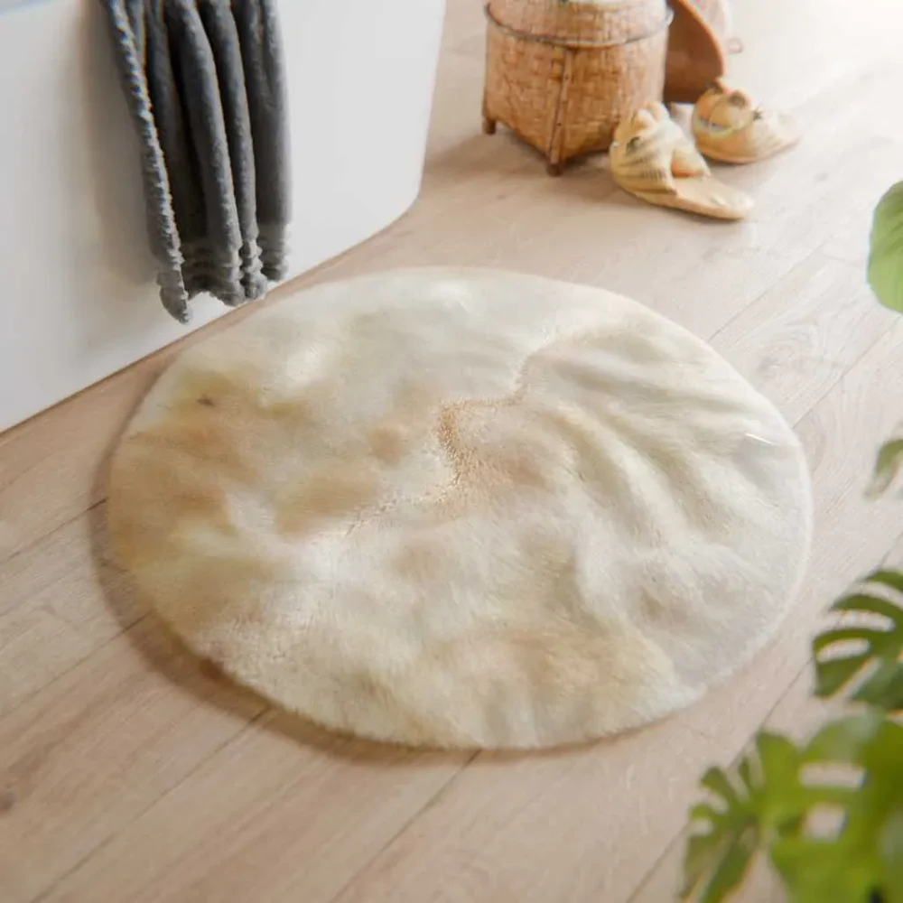 Beige Fur Bathmat