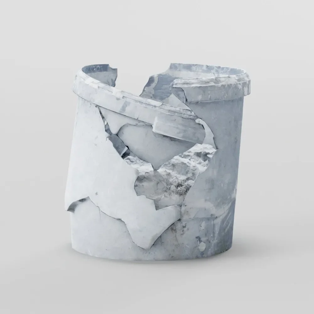 Broken Bucket With Dried Plaster