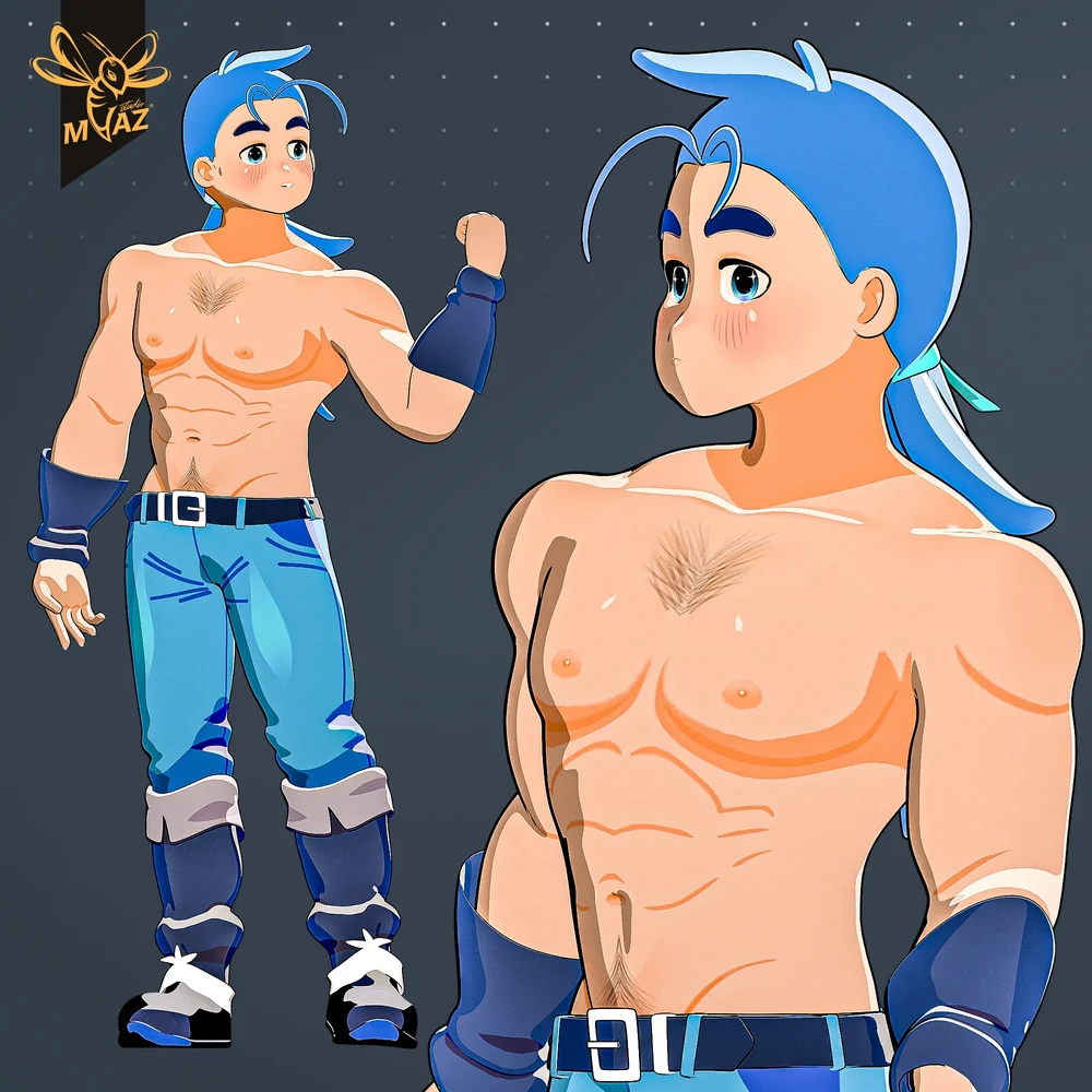 Bodybuilder Anime Stylized Character