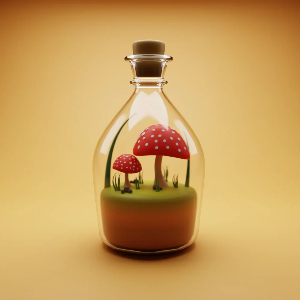 Stylized Mushroom In Bottle