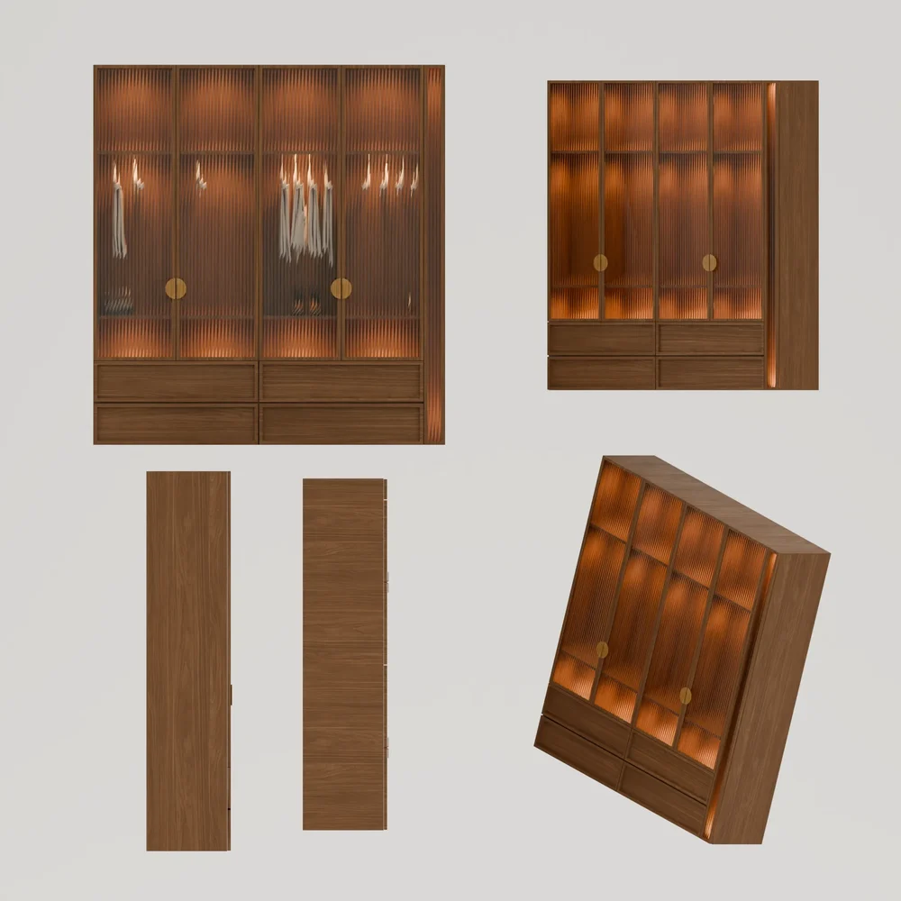 Modern Fluted Glass Wardrobe