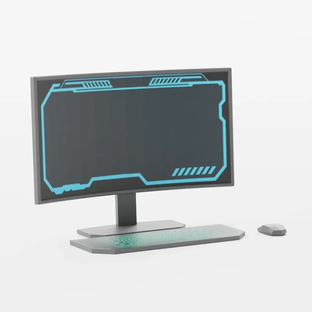 Sci-Fi Low Poly Computervscreen