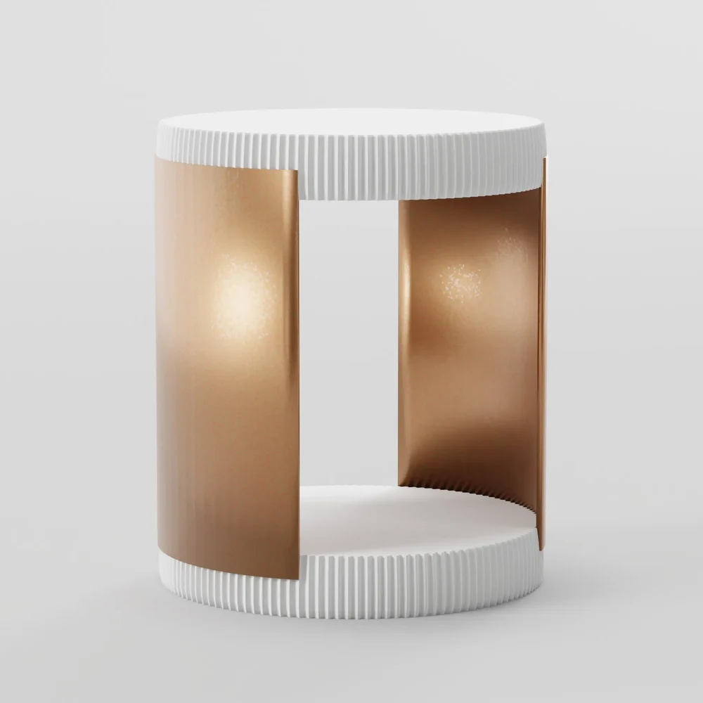 Round Concrete Steel Sidetable