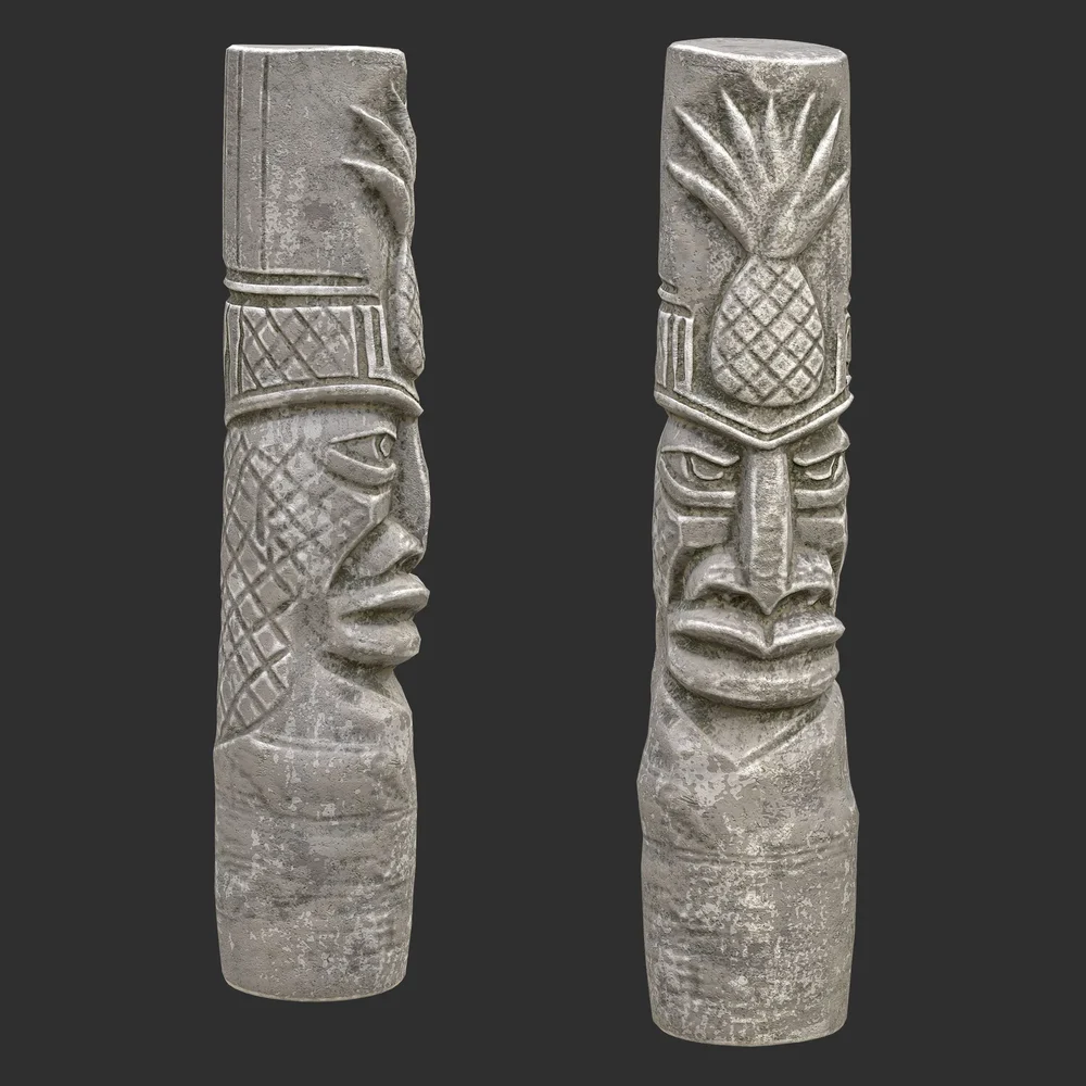 Tiki God Pineapple Top Statue Stone