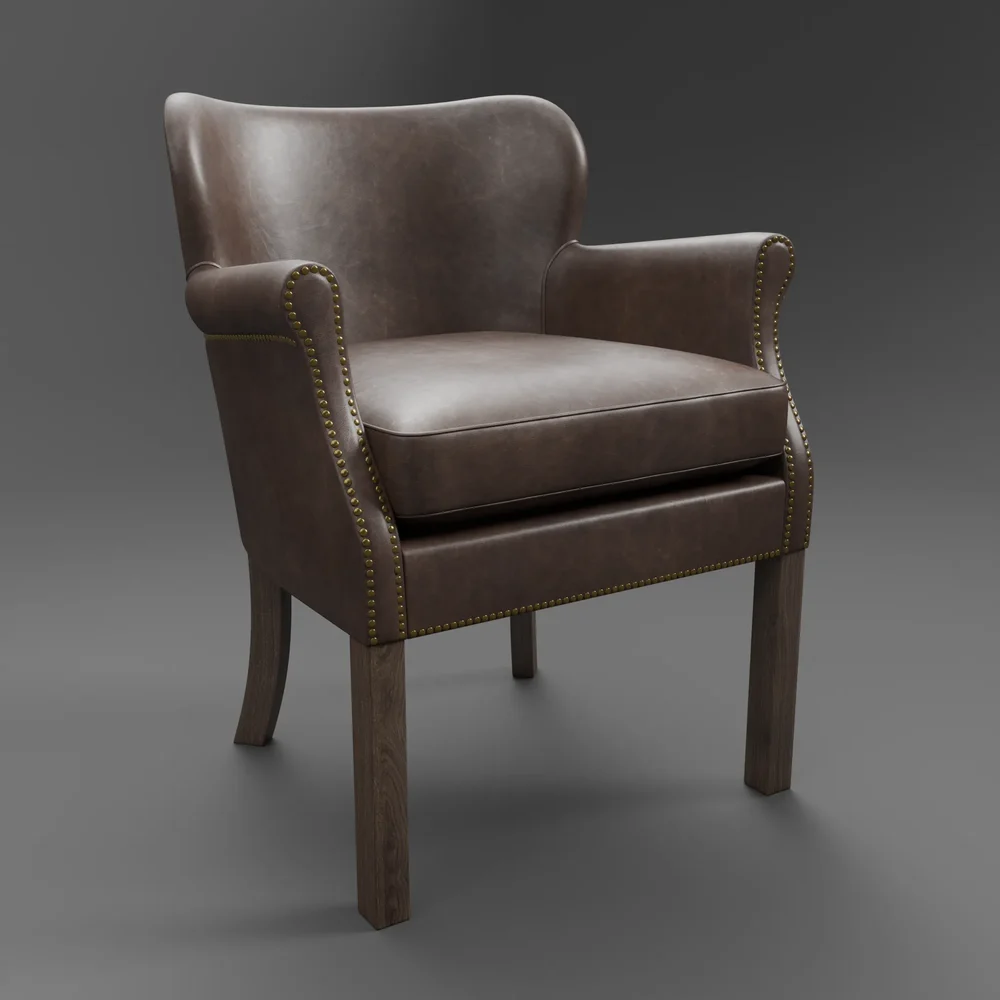 Leather Armchair With Nailhead