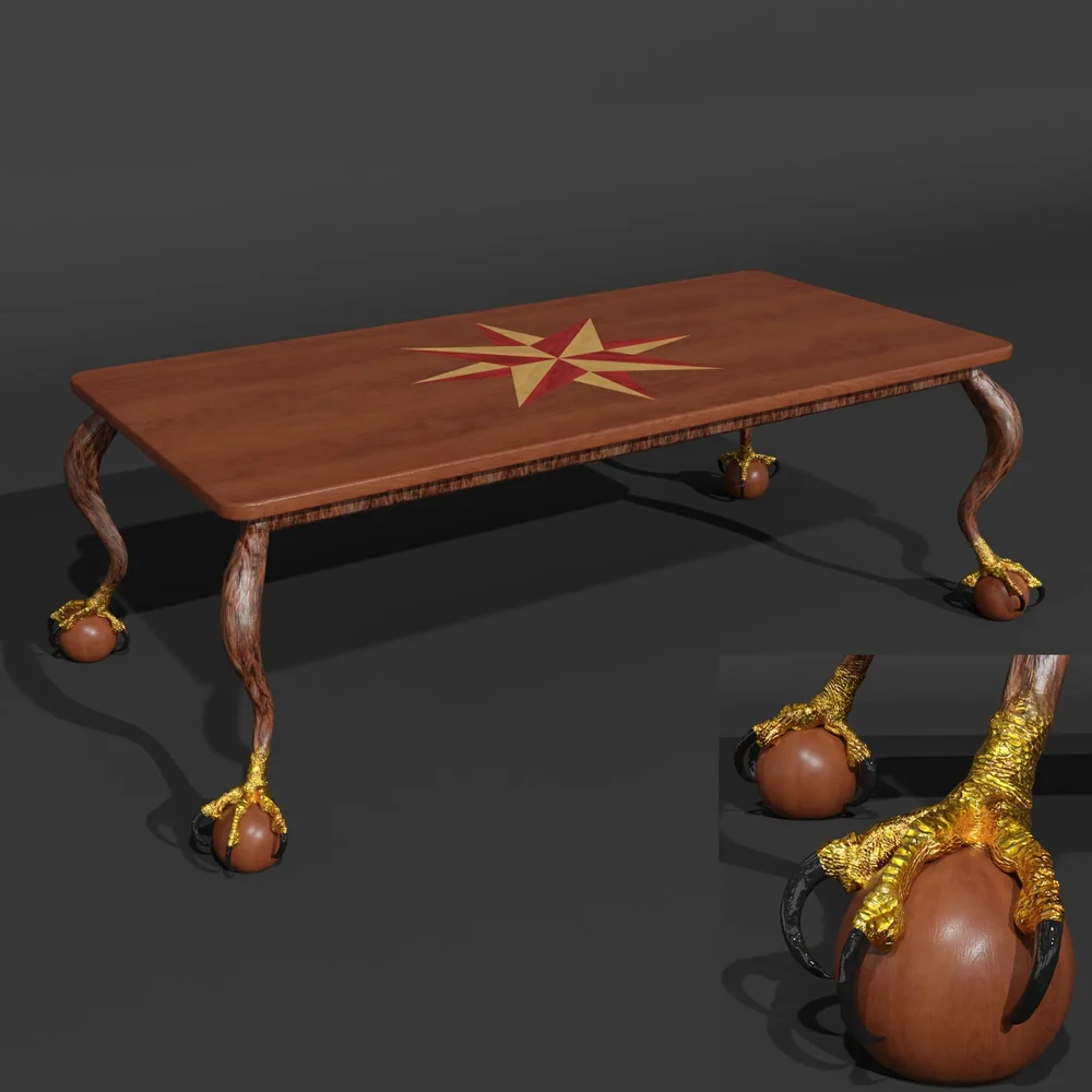 Whimsical Table With Golden Eagle Feet