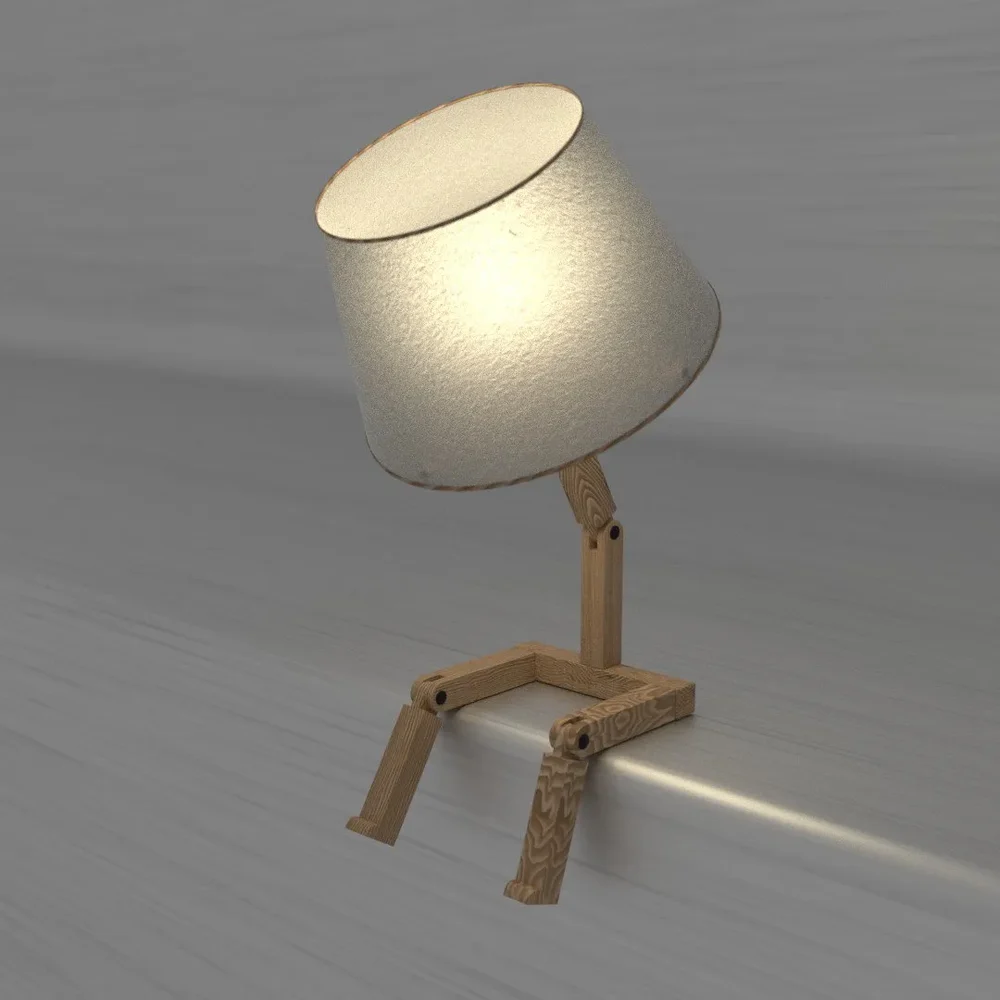 Cute Wooden Lamp On Ledge