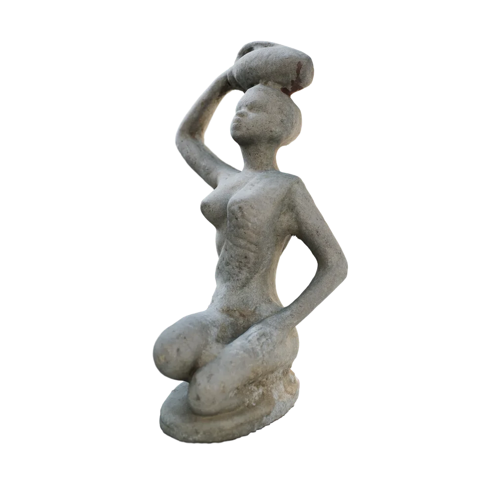 Kneeling Woman Balancing Vase Sculpture