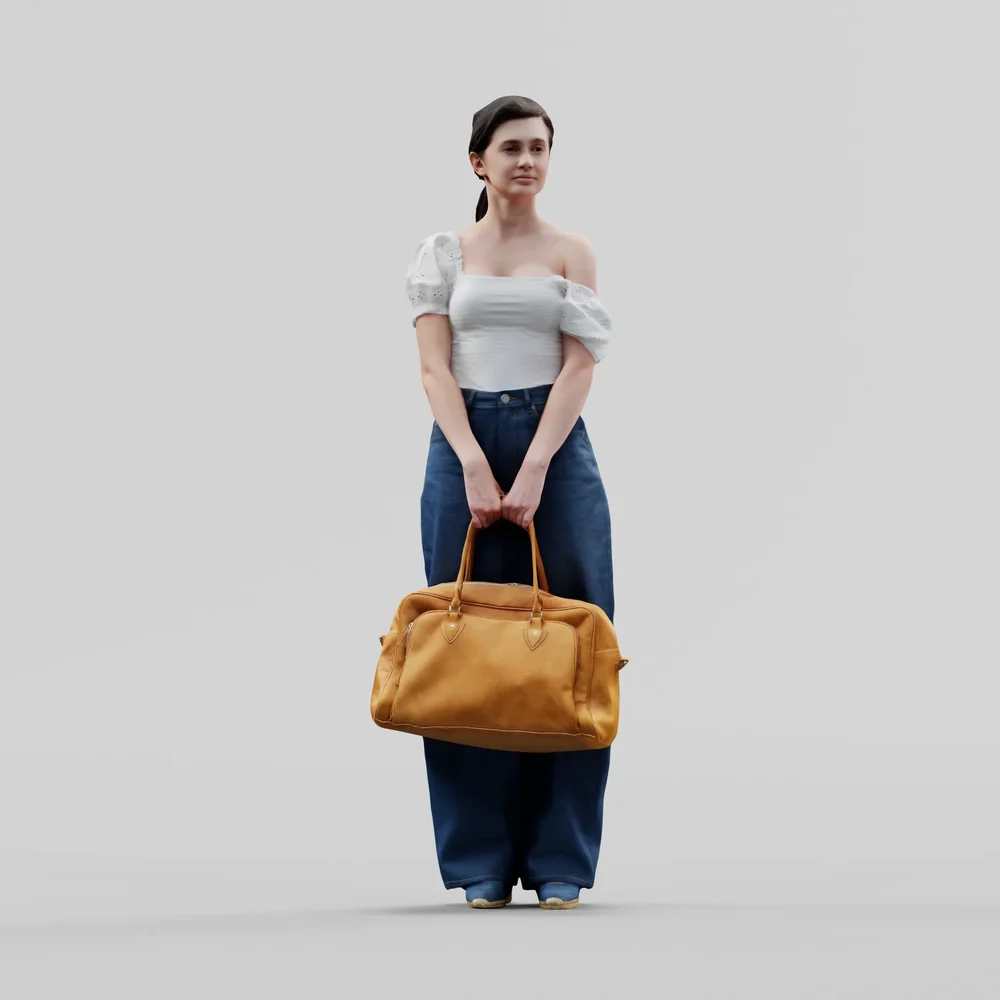 Girl Waiting A Bus