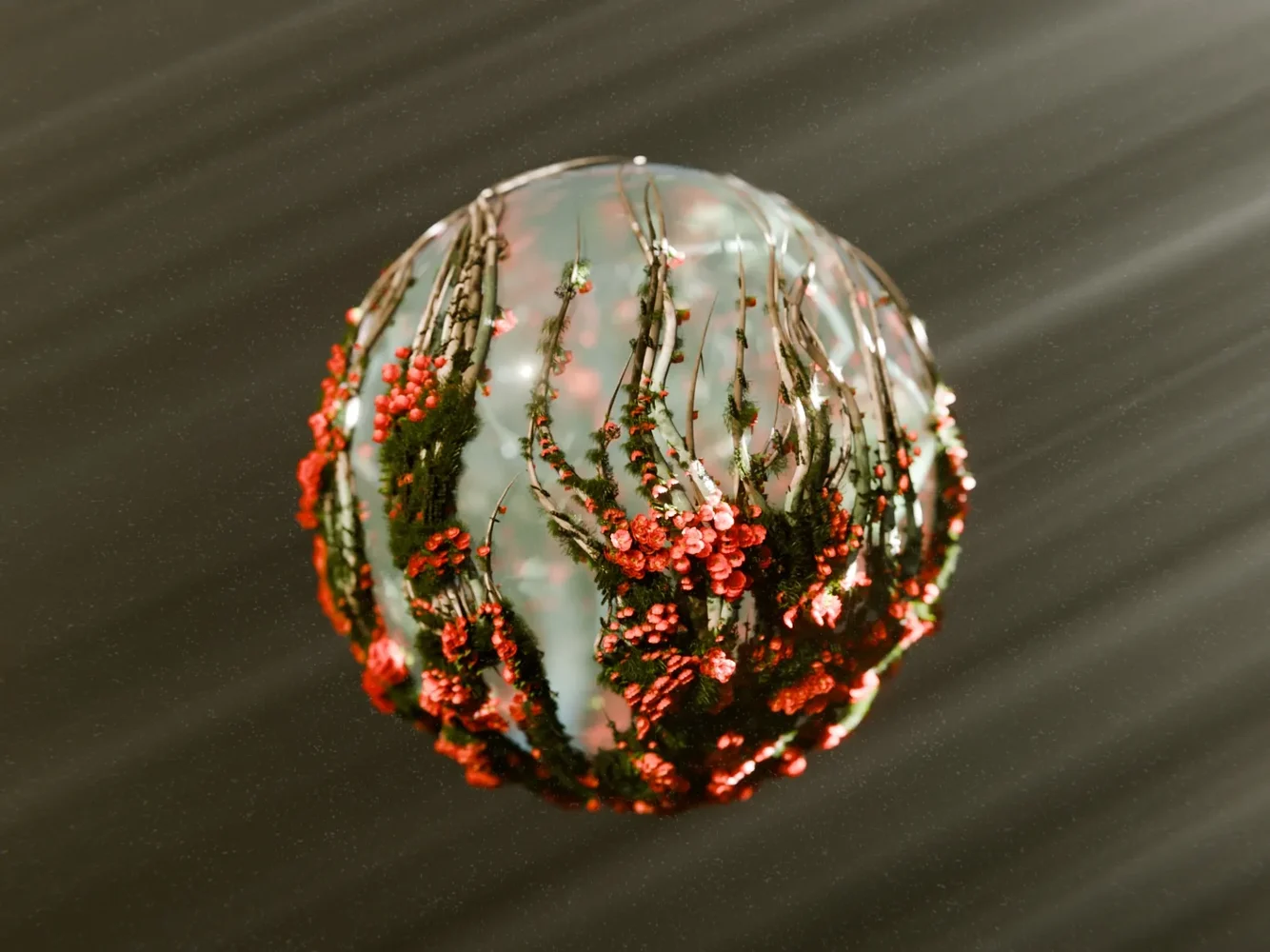 Crystal Ball With Roots And Vegetation