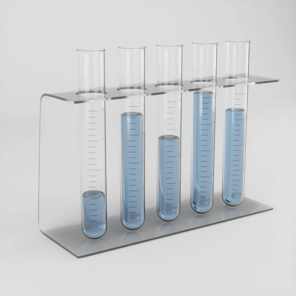 Laboratory Tubes With Blue Fluid And Glas Stand