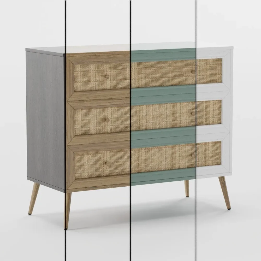 Wood And Rattan Commode