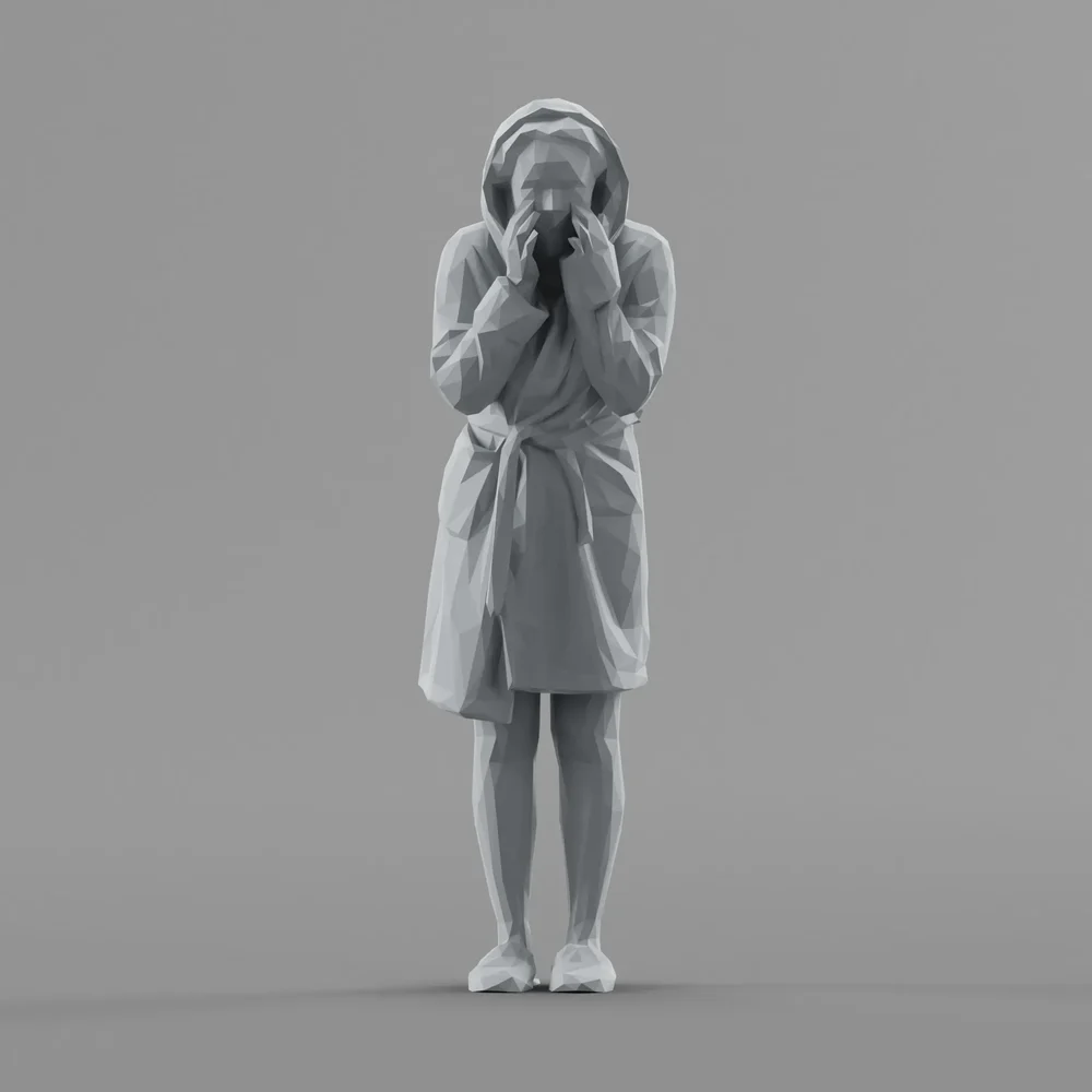 Lowpoly Female In Bathrobe