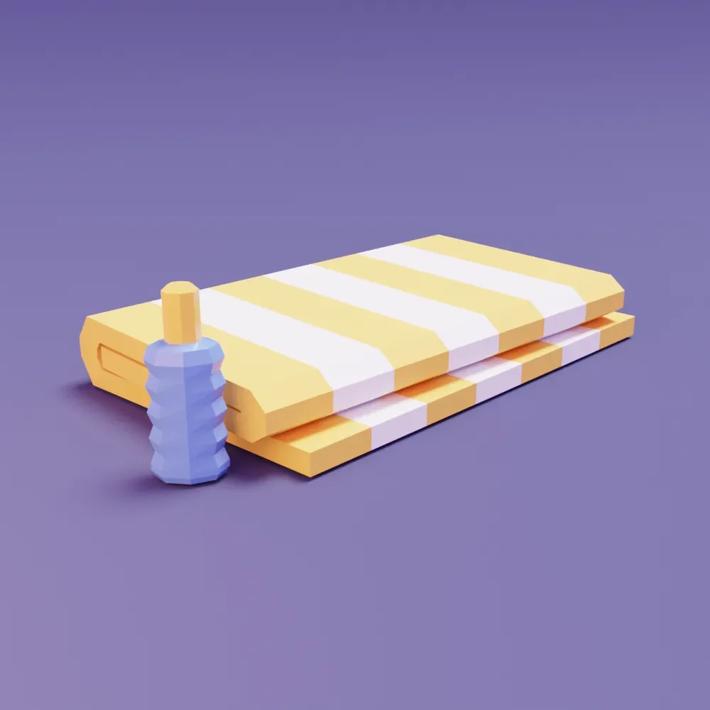 Lowpoly Towel And Sunscreen
