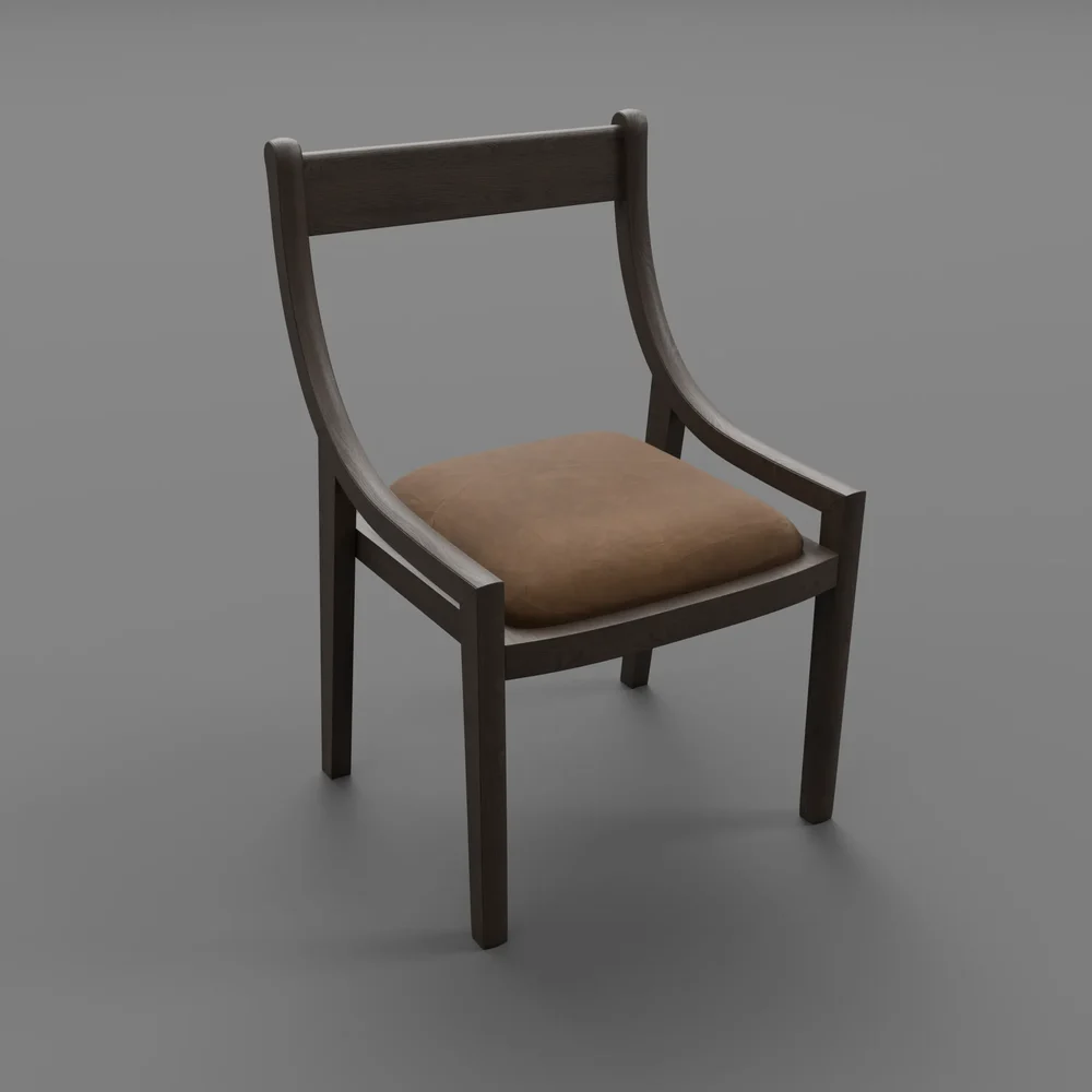 Danish Slope Leather Dining Chair