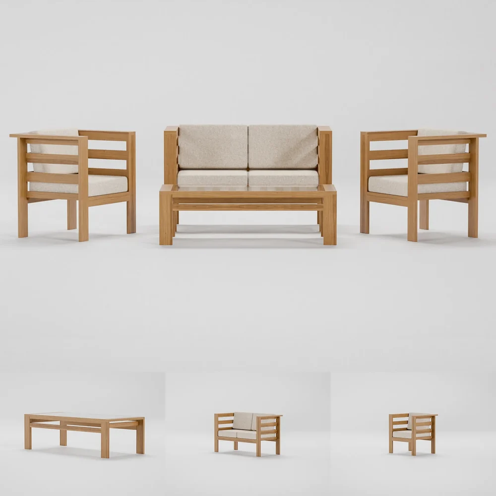 Teak Wood Chairs Couch And Table